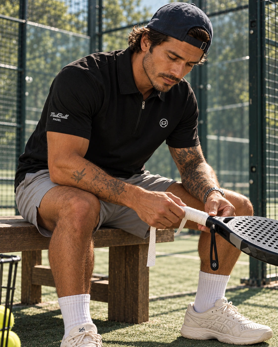 X3 courtside while preparing a racket — campaign preview